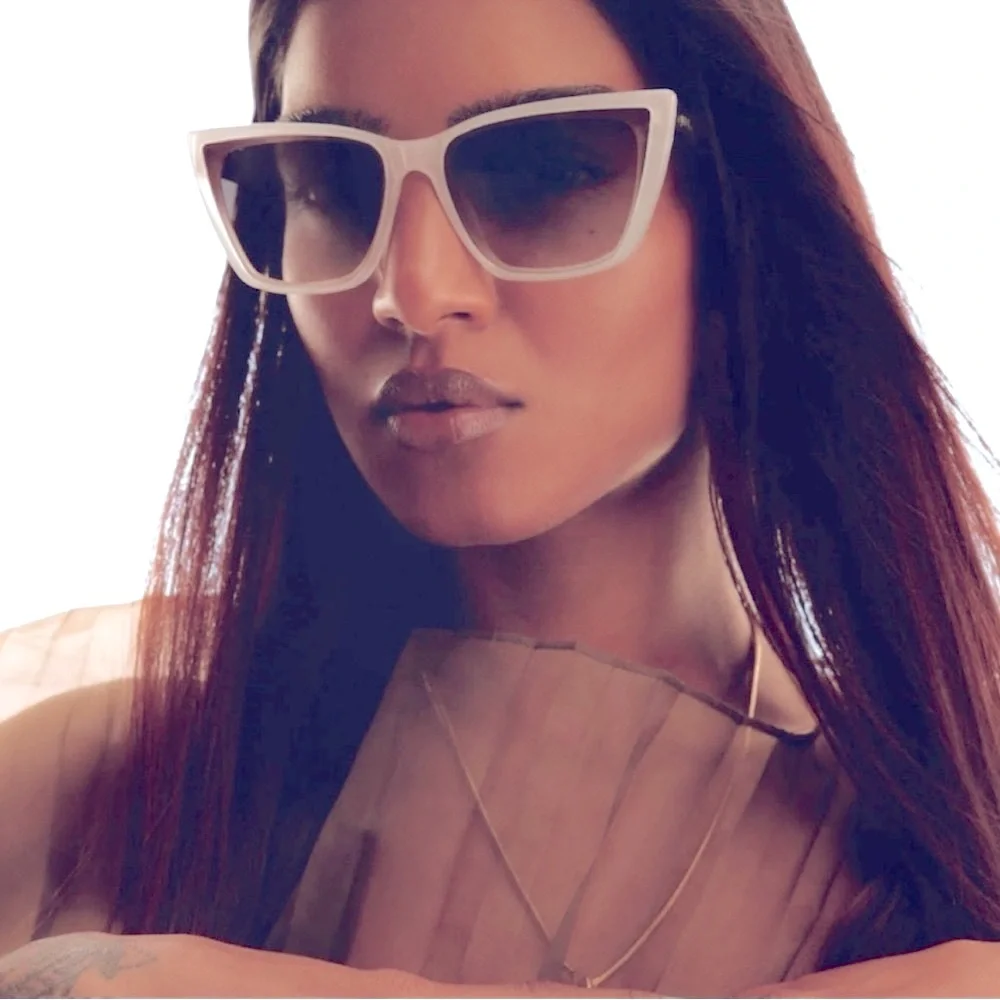 QUAY Call The Shots Remixed Sunglasses Bone Gold Frame Brown Lens Cat Eye NWT